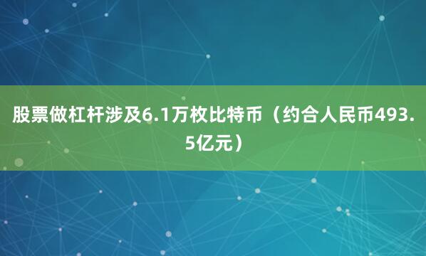 股票做杠杆涉及6.1万枚比特币（约合人民币493.5亿元）